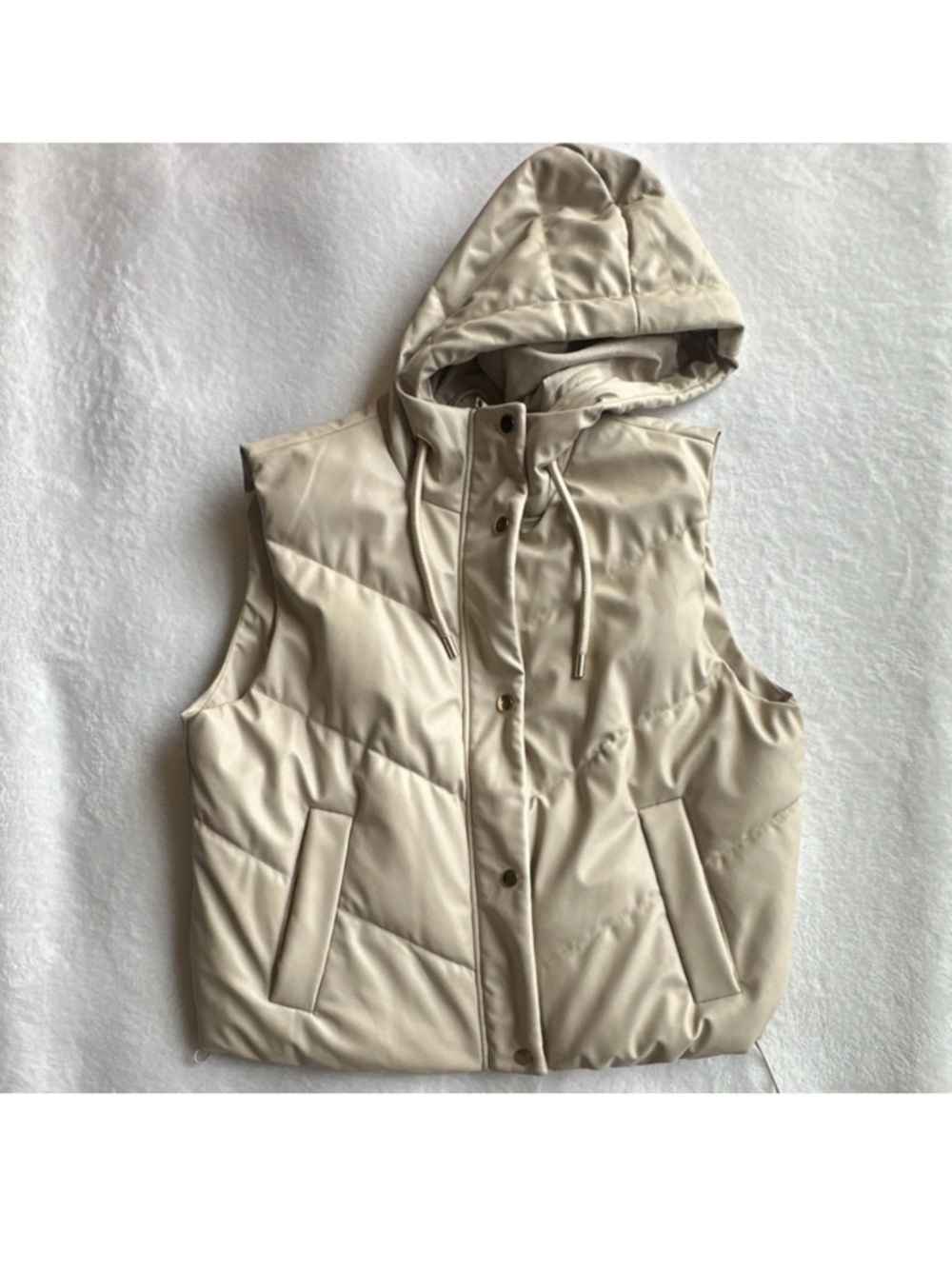 Bubble Hood Zara Rubberized Ecru Cream Quilted Vest